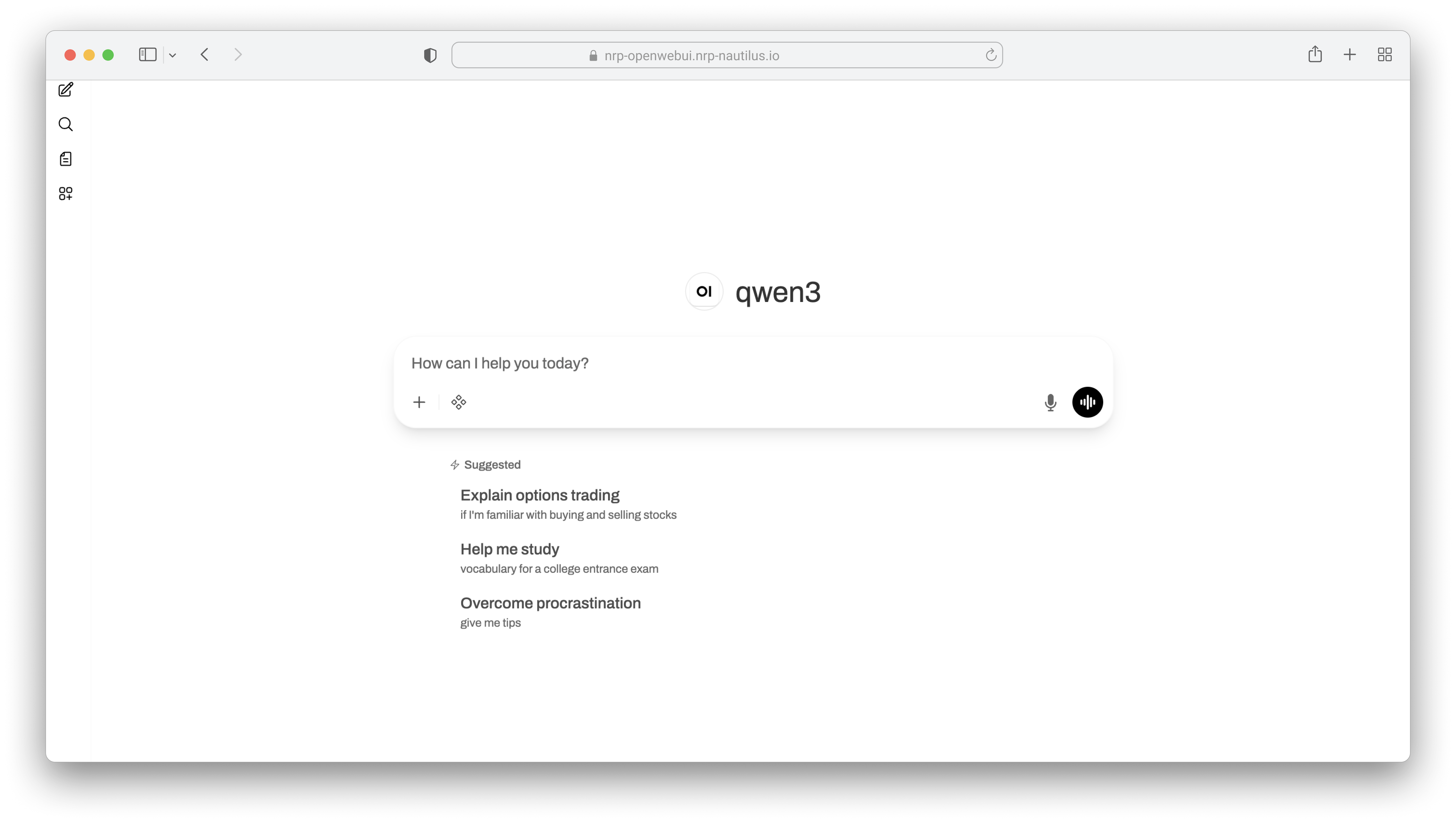Open WebUI chat running on the NRP